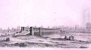 Allah Verdi Khan Bridge, in Isfahan, from Voyage Pittoresque' of Persia 2 by Pascal Xavier Coste
