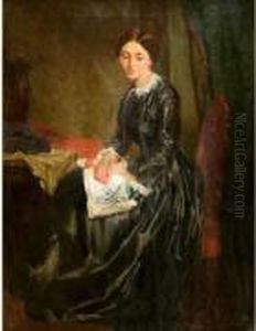 Femme Brodant by Eugene-Ernest Hillemacher