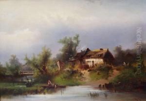Landliche Idylle Mit Altem Fachwerkhaus by Heinrich (Heinz) Hiller