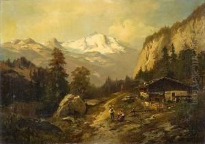 Almhutte Im Hochgebirge Mit Fernem
