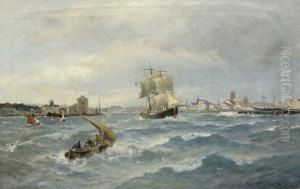 Sudlandischer Hafen Mit Segelschiffen