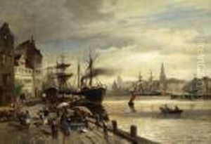Hafenszene In Kopenhagen. by Heinrich (Heinz) Hiller