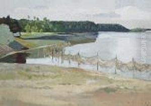 Sieci Rybackie Na Brzegu Jeziora (1936) by Karol Hiller