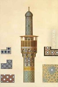 A Minaret and Ceramic Details from the Mosque of the Medrese i Shah Hussein Isfahan A Minaret and Ceramic Details from the Mosque of the Medrese i Shah Hussein Isfahan