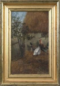 Barnyard Scene With Chickens by William Henry Hilliard
