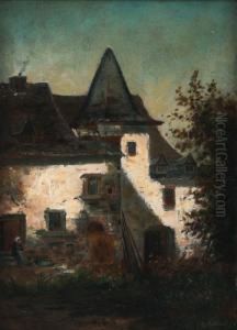 A French Country House With A Figure Of A Woman by William Henry Hilliard