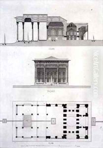 Cross Section Facade and Ground Plan of the Pavilion of Mirrors Isfahan
