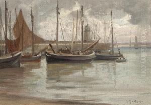 Harbored Boats On A Stormy Day