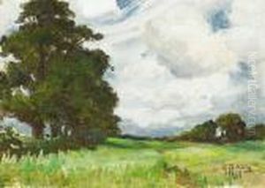 An English Landscape With Trees by Anna Althea Hills