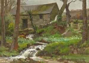 An English Cottage By A Running Creek by Anna Althea Hills