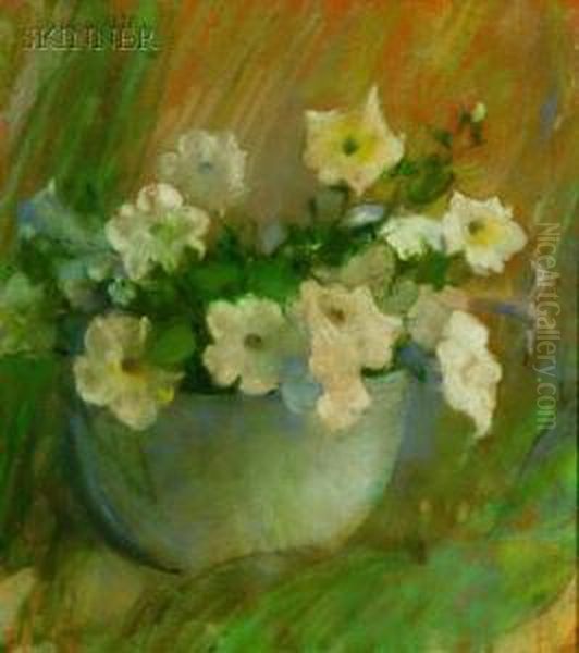 White Petunias In A Bowl - view 1
