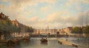 The River Amstel With The Magere Brug In The Distance, Amsterdam The River Amstel With The Magere Brug In The Distance, Amsterdam