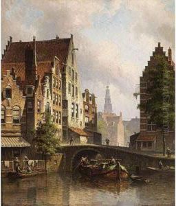 A Canal In A Dutch Town by Eduard Alexander Hilverdink