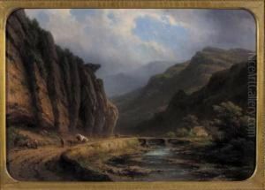 Travellers On A Mountainpass by Johannes Hilverdink
