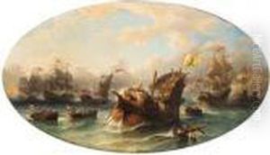A Seventeenth-century Naval Battle by Johannes Hilverdink