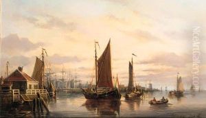 A View Of The Ij, Amsterdam, With Various Shipping Near Hetslagthuys