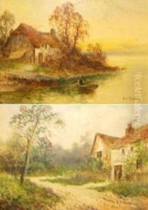 Country Landscape With Figure Before A Cottage;