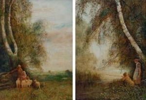 Rural Scenes With Figures Fishing