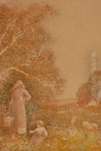 Woman And Child In A Pasture