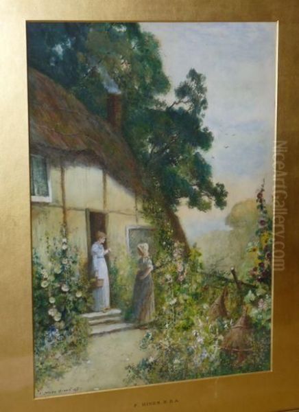 Figures Outside A Country Cottage - view 1