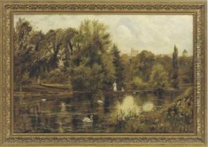 Boating On The Thames, Windor Castle Beyond by Theodore Hines