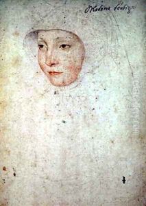 Anne de la Queille (1495-1545), femme de Jean Stuart, comte d'Aubigny, c.1530 by (studio of) Clouet