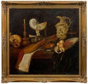 Vanitas-stillleben Mit Nautiluspokal Und Totenkopf