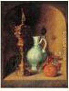 Nature Morte Au Hanap, Porcelaine De Delft Et Orange Dans Une Niche by Johann Georg (also Hintz, Hainz, Heintz) Hinz