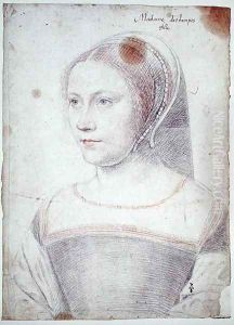 Anne de Pisseleu, (1508-80) Duchesse d'Etampes or possibly Diane de Poitiers (1499-1566) as a widow, c.1520-25 by (studio of) Clouet