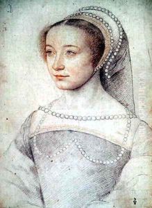 Unknown portrait of a Lady, probabely Lucrezia dei Rodolfi, dame d'armenvilliers, c.1547 by (studio of) Clouet