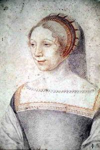 Unknown portrait of a young Lady, probely Diane, bastard of France, duchesse de Montmorency, then of Angouleme and Chatellerault, c.1540 by (studio of) Clouet