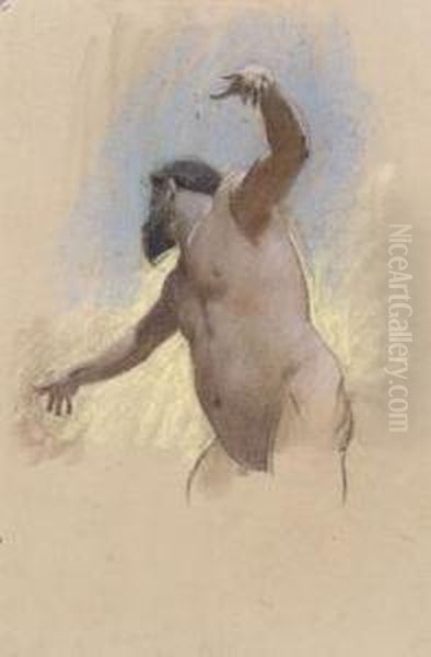 A Nude Study Of A Man With Outstretched Arms - view 1