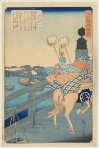 Depicting A Horse Crossing A Bridge. by Utagawa or Ando Hiroshige