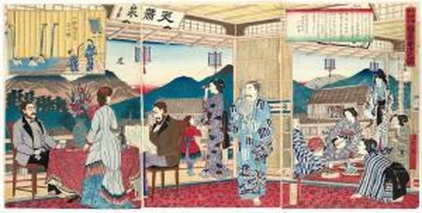 Ueno Kuni Ikaho Onsen Hanei No Zu - view 1