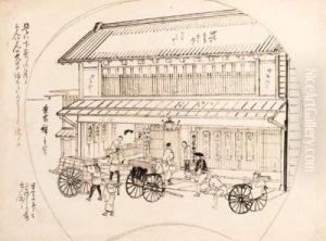 Preparatory Drawings For Fans by Tokubei Iii Hiroshigeando
