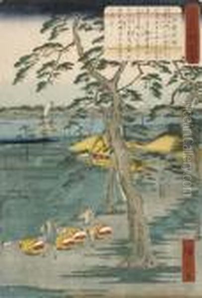 Edo Meisho Zu E: Shirage Myojin
("luoghi Famosi Di Edo: Il Tempio Shirage Myojin"), Anno 1861-1864 - view 1