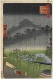 Akasaka Kiribatake, Uchu Yukei.
Plantation Des Paulownias, Sous La Pluie Au Crepuscule A Akasaka by Chimpei Ii Hiroshigesuzuki