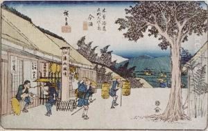 Imasu (z Serii: 69 Stacji Na Goscincu Kiso-kaido) by Chimpei Ii Hiroshigesuzuki
