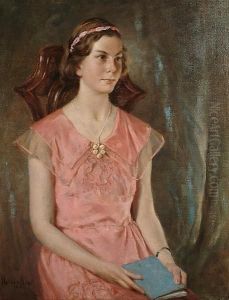 Young Lady In A Pink Dress by Norman Hirst