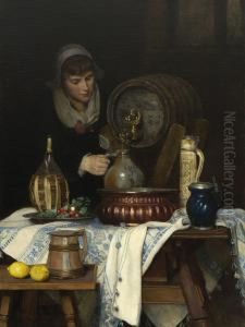 Am Weinfass. by Rudolf Hirth Du Frenes