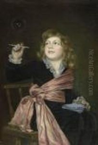 Knabe Beim Seifenblasen. by Rudolf Hirth Du Frenes