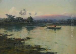 Sunrise Glow On Mount Loa From Waialua River, Hilo by David Howard Hitchcock