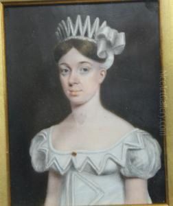 Three-quarter Length Portrait Of A Girl Wearing Traditional Dutch Costume