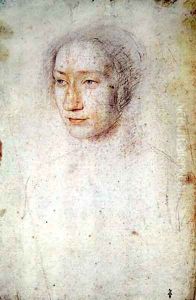 Portrait of an unknown Lady, probabely Madeleine d'Ognies en Flandres, dame de Castelpers, c.1538 by (studio of) Clouet
