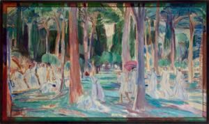 Im Park Der Villa Borghese, Signiert Dora Hitz by Dora Hitz