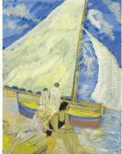 Strandmotiv Fran Alassio (on The Beach In Alassio) by Sigrid Hjerten