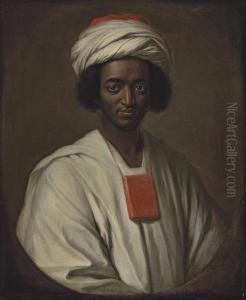 Portrait Of Ayuba Suleiman
Diallo, Called Job Ben Solomon (1701-1773), Half-length, In African
Dress, With The Qu'ran Around His Neck, In A Feigned Oval by William Hoare Of Bath