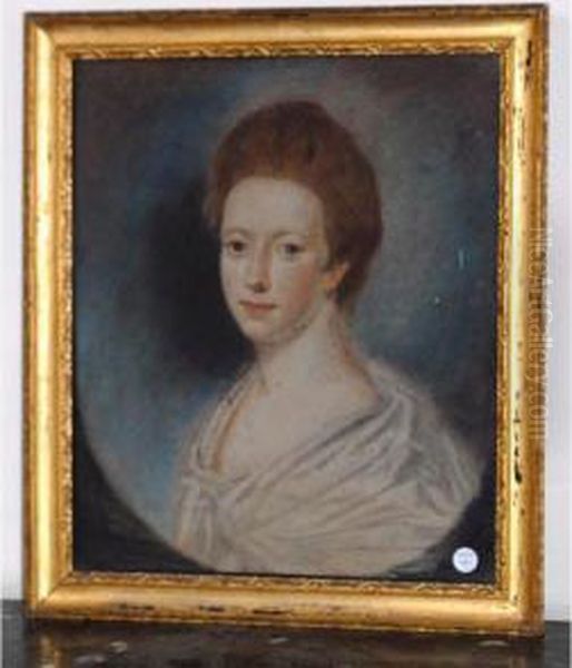 Portrait Of A Lady, Half-length Wearing A White Dress - view 1