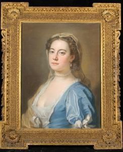 A Portrait Of A Lady Wearing A Pearl Choker