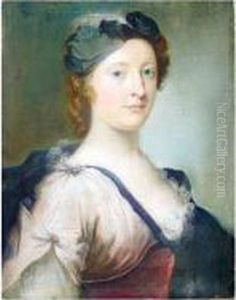 Portrait Of A Lady; Portrait Of A Lady In A Blue Dress by William Hoare Of Bath